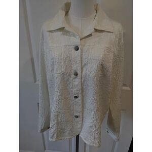 GRAFF BY UM COMPANY Textured Rose Jacquard Button Front Jacket Women Size L